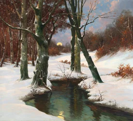 Winter Landscape with Rising Moon